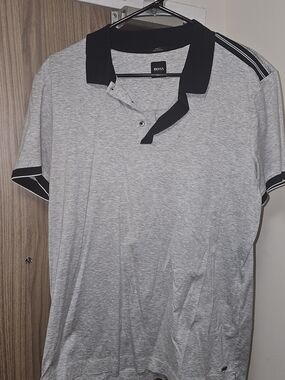 Hugo Boss Grey Polo with Black Trim L/XL